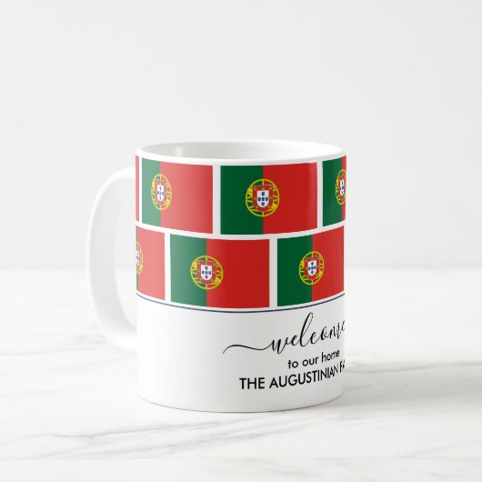 エレガントパーソナライズされた歓迎ポルトガル国旗 コーヒーマグカップ (正面左)