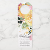 エレガントパーソナライズされた水の色フローラ結婚 ボトルネックタグ (正面)