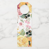 エレガントパーソナライズされた水の色フローラ結婚 ボトルネックタグ (裏面)