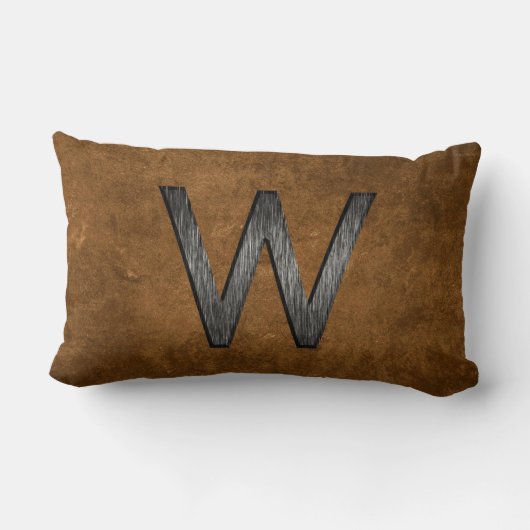 エレガントパーソナライズされた男らしモノグラム褐色 ランバークッション (裏面)