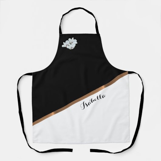 エレガントパーソナライズされた白黒 エプロン (正面)