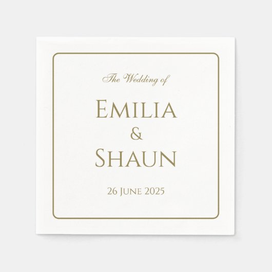 エレガントパーソナライズされた結婚のナプキン スタンダードカクテルナプキン (正面)