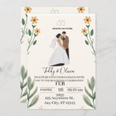 エレガントパーソナライズされた結婚式招待状 (正面/裏面)