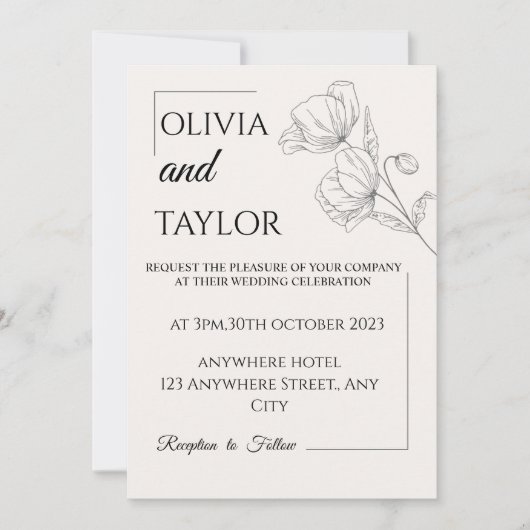 エレガントパーソナライズされた結婚式招待状 招待状 (正面)