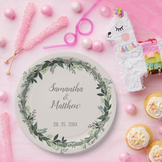 エレガントパーソナライズされた結婚木 ペーパープレート (パーティー)