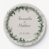 エレガントパーソナライズされた結婚木 ペーパープレート (正面)