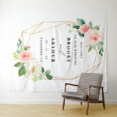 エレガントパーソナライズされた結婚Photobooth Backdrop タペストリー (インサイチュ(横))