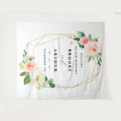 エレガントパーソナライズされた結婚Photobooth Backdrop タペストリー (正面(横))