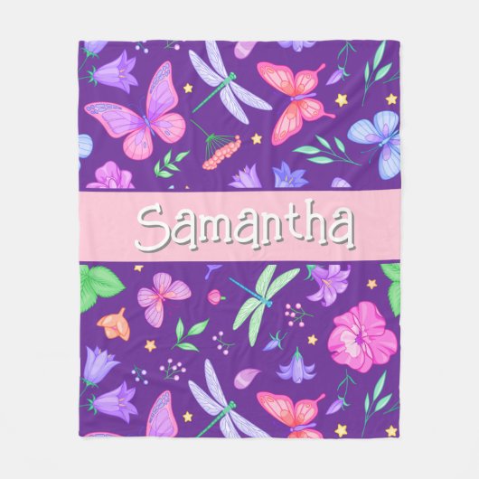 エレガントパーソナライズされた蝶 フリースブランケット (正面)