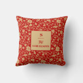 エレガントパーソナライズされた金ゴールドフローラ枕 クッション (裏面)