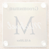 エレガントパーソナライズされた金ゴールド結婚ラグジュアリー ガラスコースター (裏面)