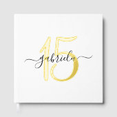 エレガントパーソナライズされた金ゴールド15誕生日 ゲストブック (正面)