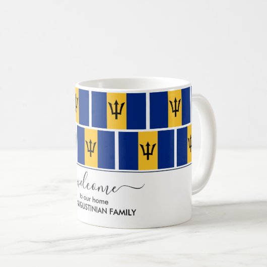 エレガントパーソナライズされたBARBADOS国旗 コーヒーマグカップ (正面右)