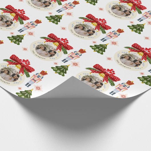 エレガントパーソナライズされたChristmas写真 ラッピングペーパー (角)