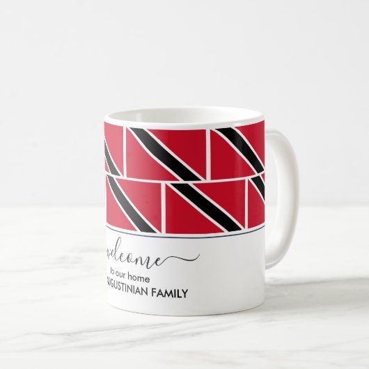 エレガントパーソナライズされたWELCOME TRINIDAD FLAG コーヒーマグカップ (正面右)