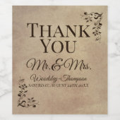 エレガントパーチ素朴メント紙スクロールありがとう ワインラベル (シングルラベル)