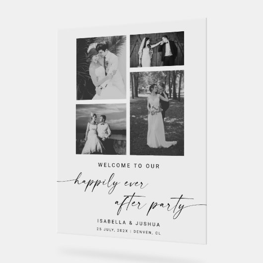 エレガントパーティー歓迎の後結婚楽しく アクリルサイン (傾斜)