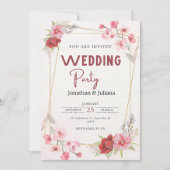 エレガントパーティー結婚フラワーライトピンクモダン 招待状 (正面)