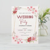 エレガントパーティー結婚フラワーライトピンクモダン 招待状 (スタンド正面)
