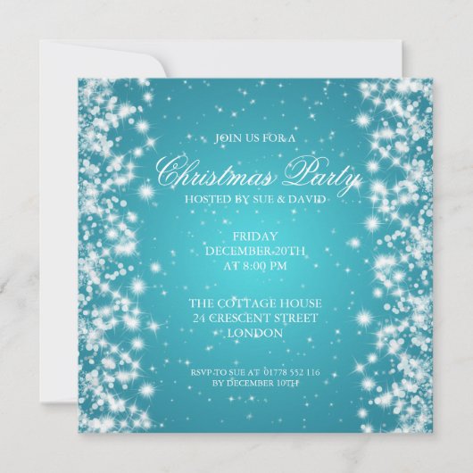 エレガントパーティー きらきらターコイズ 招待状 (正面)