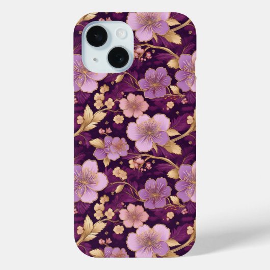 エレガントパープルアジアンフローラル Case-Mate iPhoneケース (裏面)