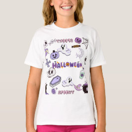 エレガントパープルハロウィン月、コウモリ、スプーキーな夜 Tシャツ