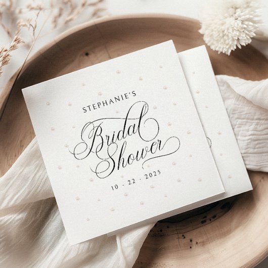 エレガントパールのブライダルシャワー スタンダードカクテルナプキン