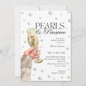 エレガントパールアンドプロセッコブランチブライダルシャワー 招待状 (正面)