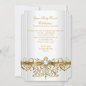 エレガントパールスホワイト金ゴールドエレガントバースデーパーティー 招待状 (裏面)
