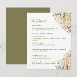 エレガントパールホワイトとアイボリーバラ結婚ズ エンクロージャーカード