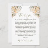 エレガントパールホワイトとアイボリーバラ結婚ズ サンキューカード (正面)