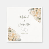 エレガントパールホワイトとアイボリーバラ結婚ズ スタンダードカクテルナプキン (正面)