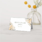 エレガントパールホワイトとアイボリーバラ結婚ズ プレイスカード (正面)