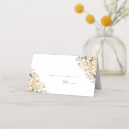 エレガントパールホワイトとアイボリーバラ結婚ズ プレイスカード