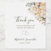 エレガントパールホワイトとアイボリーバラ結婚ズ ワインラベル (シングルラベル)