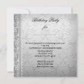 エレガントパールホワイトシルバー50th誕生日パーティー 招待状 (裏面)