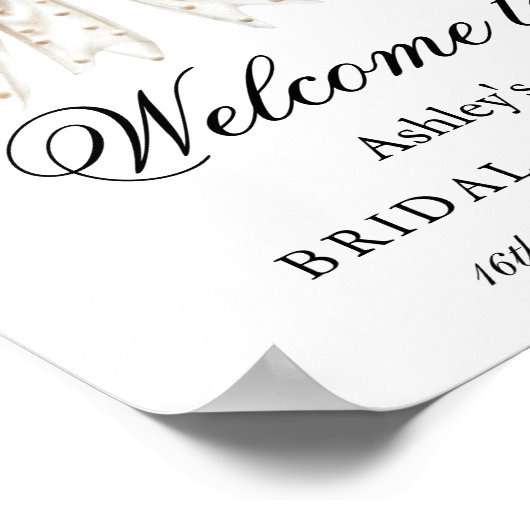 エレガントパールボウブライダルシャワーウェルカム ポスター (角)