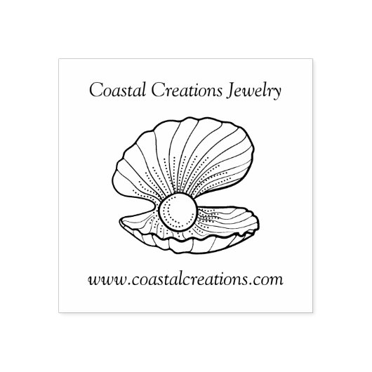 エレガントパールラインアートロゴ付きシェル ラバースタンプ (インプリント)