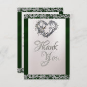 エレガントパール、エメラルドリボン&スパークル サンキューカード (正面/裏面)