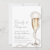 エレガントパール&プロセッコシャンパーニュブライダルシャワー 招待状 (正面)