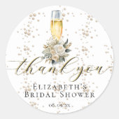 エレガントパール&プロセッコブライダルシャワーありがとう ラウンドシール (正面)