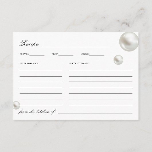 エレガントパール&プロセッコブライダルシャワーレシピ エンクロージャーカード (裏面)