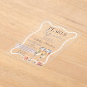 エレガントパール&プロセッコブライダルシャワー アクリル招待状 (レイダウン)