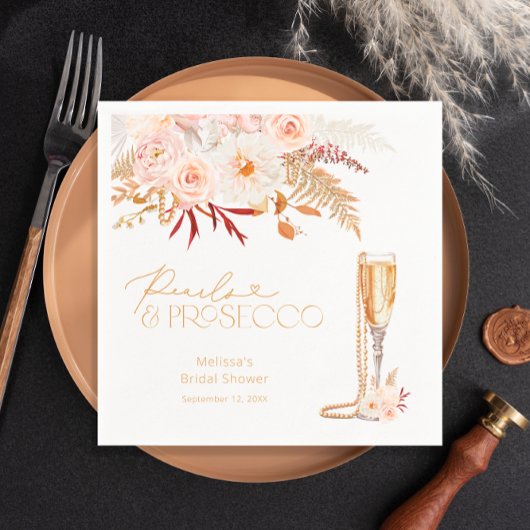 エレガントパール&プロセッコブライダルシャワー スタンダードカクテルナプキン