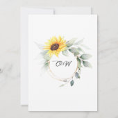 エレガントヒマワリの水の色結婚緑 招待状 (裏面)