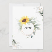 エレガントヒマワリの水の色結婚緑 招待状 (裏面)