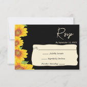 エレガントヒマワリ黒バック結婚フローラ 出欠カード (正面)