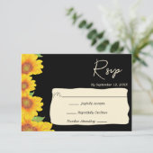 エレガントヒマワリ黒バック結婚フローラ 出欠カード (スタンド正面)