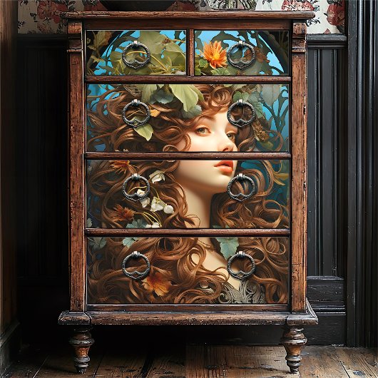 エレガントビクトリアンアールヌーボー女神ヴィンテージ 薄葉紙