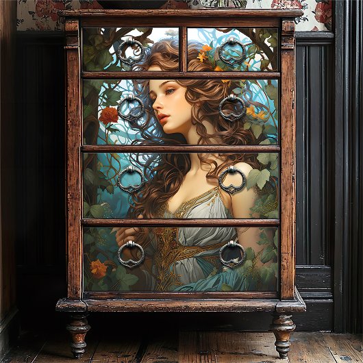 エレガントビクトリアンアールヌーボー女神ヴィンテージ 薄葉紙